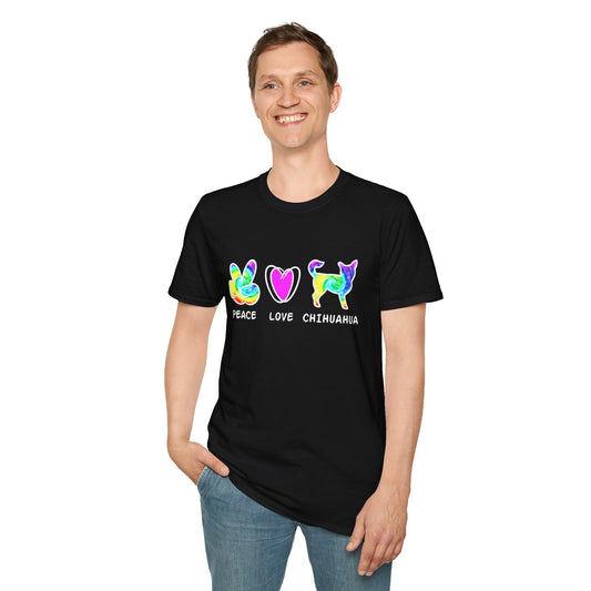 Peace Love Chihuahua Tie-Dye Style Men's T-Shirt