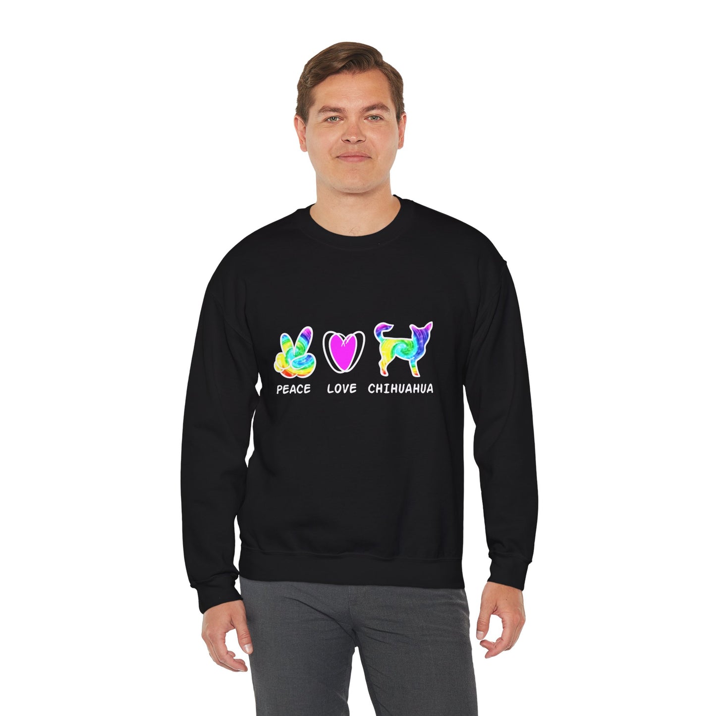 Peace Love Chihuahua Tie-Dye Style Sweatshirt