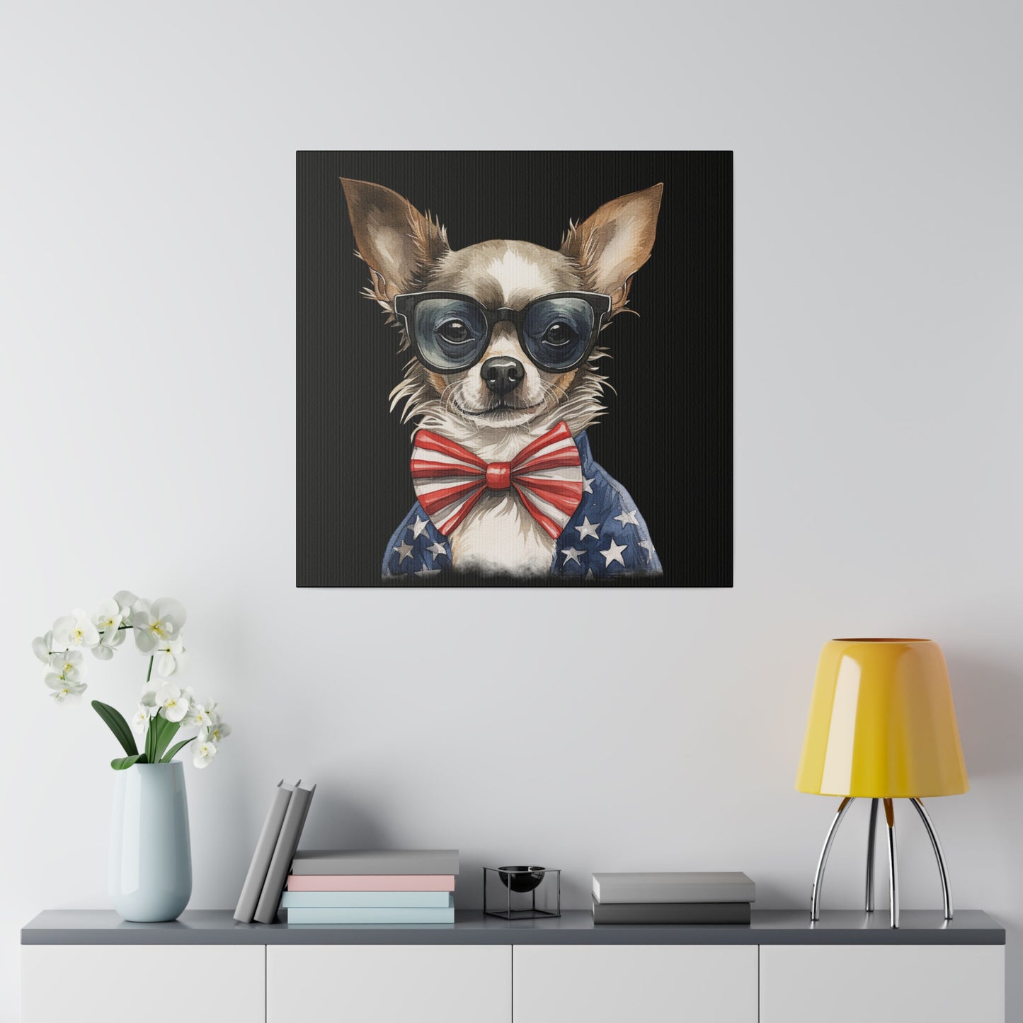 Patriotic Chihuahua Canvas Wall Art