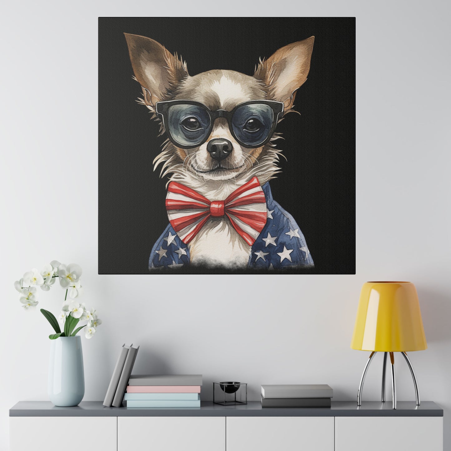 Patriotic Chihuahua Canvas Wall Art